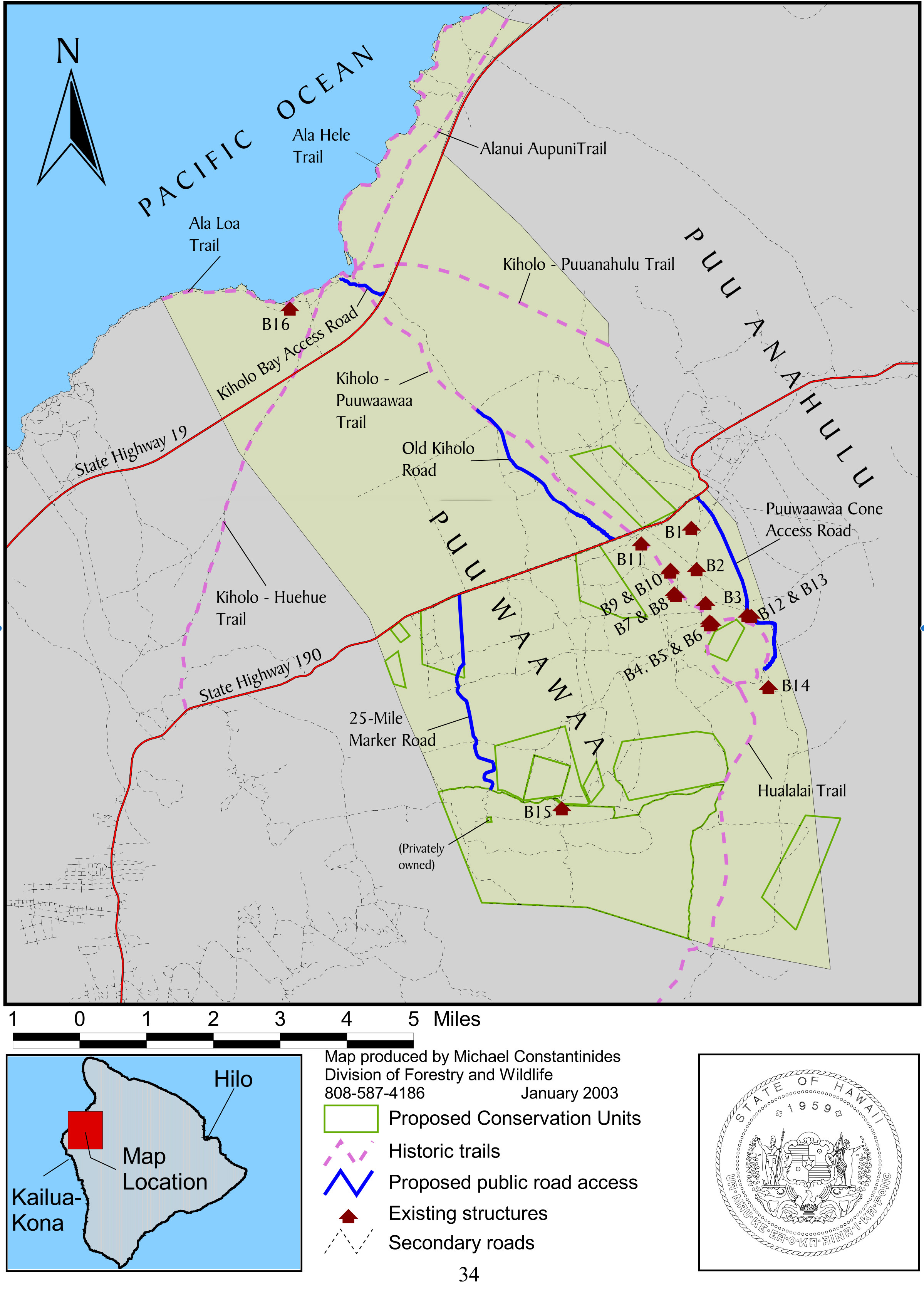 Trail plan from the 2003 Napu'u planning process. This is now being updated for 2025.